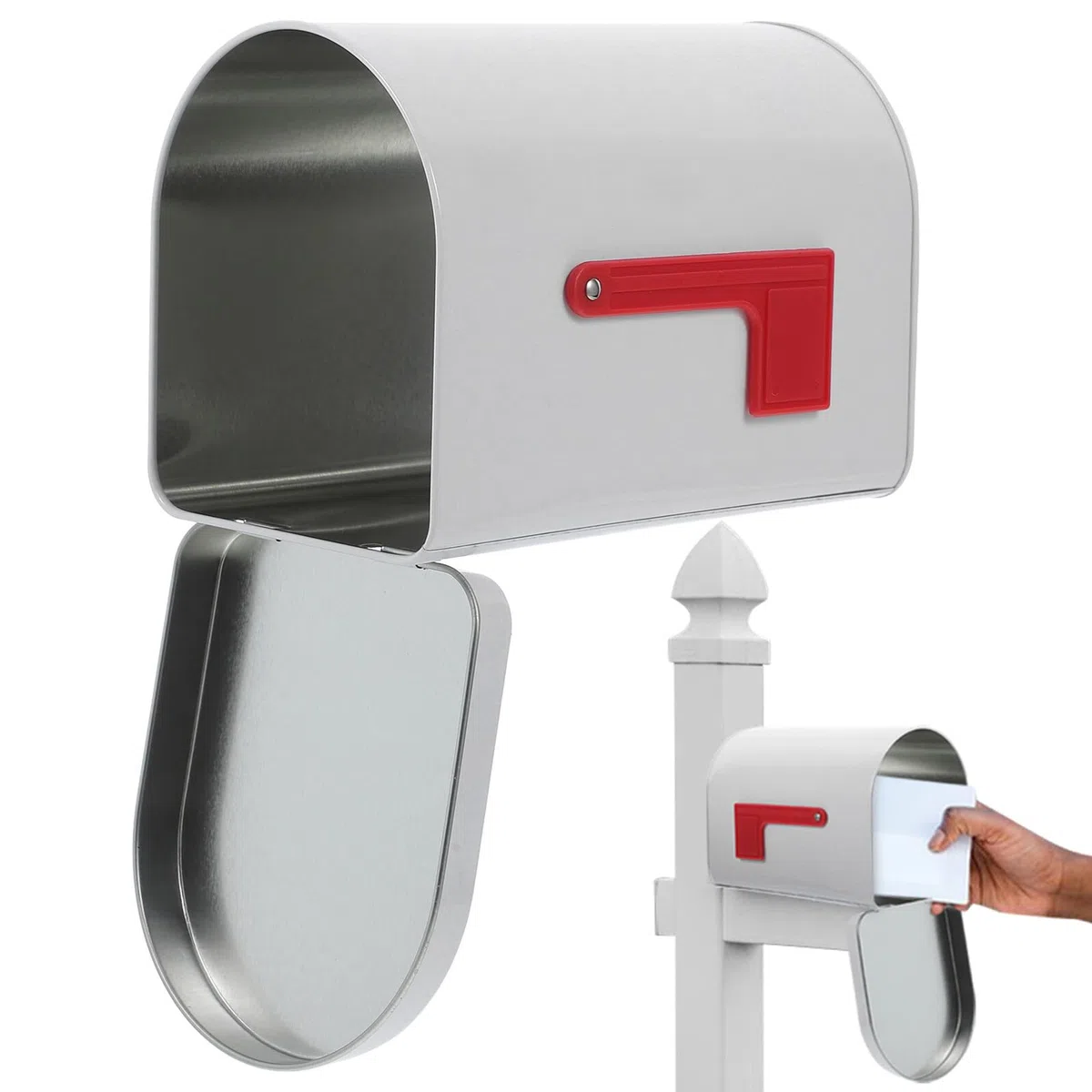 Cassetta Postale in Latta Bianca 156x94x112mm con Ampia Capacità, Scatola Regalo Multifunzionale, Cassetta Postale da Tavolo Sicura per Biglietti e Lettere, Adatta a Casa,