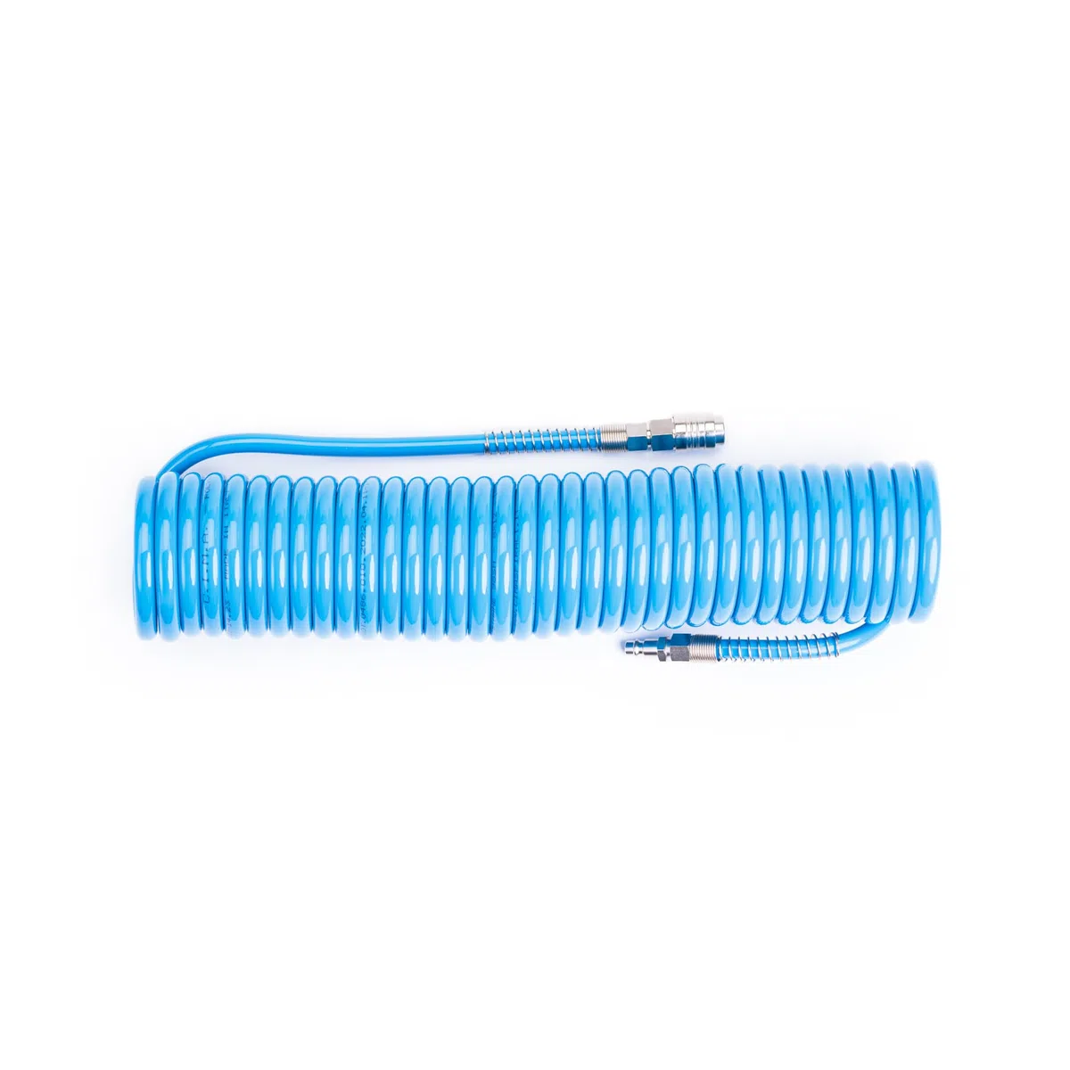 Tubo a spirale per aria compressa in PU poliuretano Ø 8 x 12 mm lunghezza 10 mt completo di raccordi ad attacco rapido universale. 100% Made in Italy