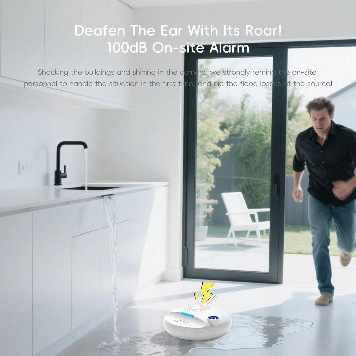 Yasorn Rilevatore di Perdite d'Acqua WiFi, Allarme Acustico da 100 dB e Avvisi in Tempo Reale Tramite App, Sensore Intelligente Impermeabile IP67 per Cucina, Casa, Bagno