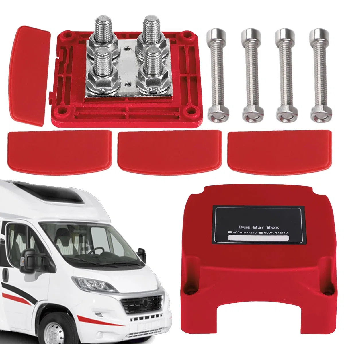 Blocco Di Distribuzione 'alimentazione - Barra Del Bus Batteria Marina 48v 400A Con Copertura | Terminal Block Di Servizio Pesante | Connettore Di Universale Sigillato Meteorologico Per Autobus Pe
