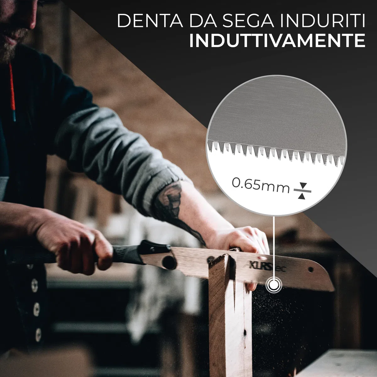 KLRStec Sega giapponese Zen professionale - Seghetto professionale per legno da 240 mm [inclusa borsa con clip] Sega pieghevole per esterni con acciaio al carbonio temprato [SK5]