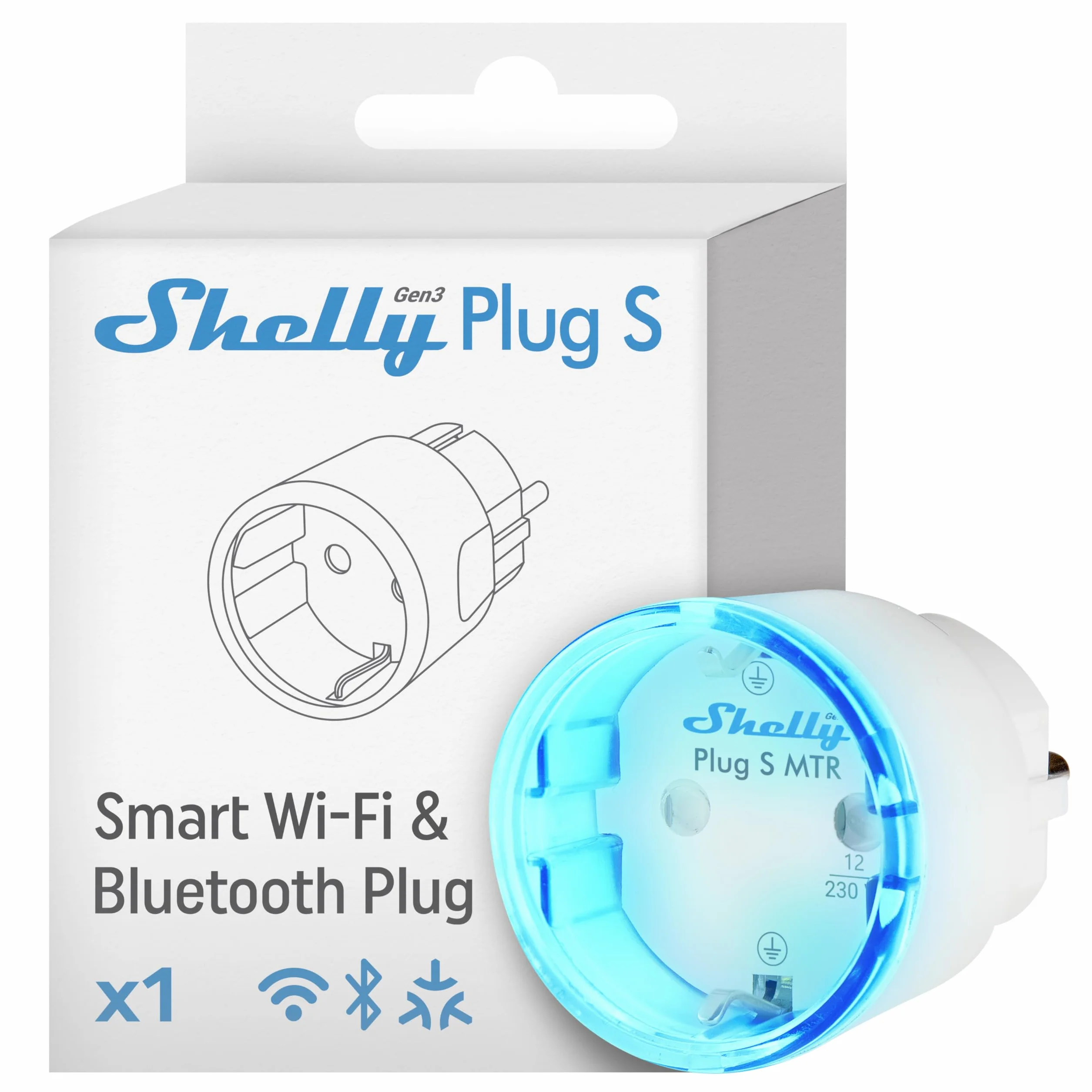 Shelly Plug S Gen3 Bianco - Presa Intelligente Wi-Fi (Tipo F), Misurazione Consumi, 12A, 2500W, Matter, Nessun Hub Richiesto, Controllo da Remoto, Programmi Smart, Alexa, Google Home, Apple HomeKit