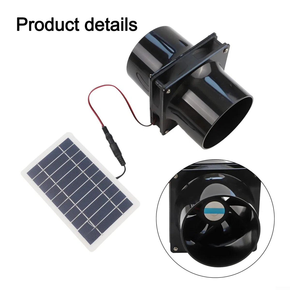 Kit ventola di scarico solare da 10 W 12 V con condotto rotondo e pannello solare per la ventilazione di camper, soffitti, serre o barche, costruzione in ABS di lunga durata (nero)