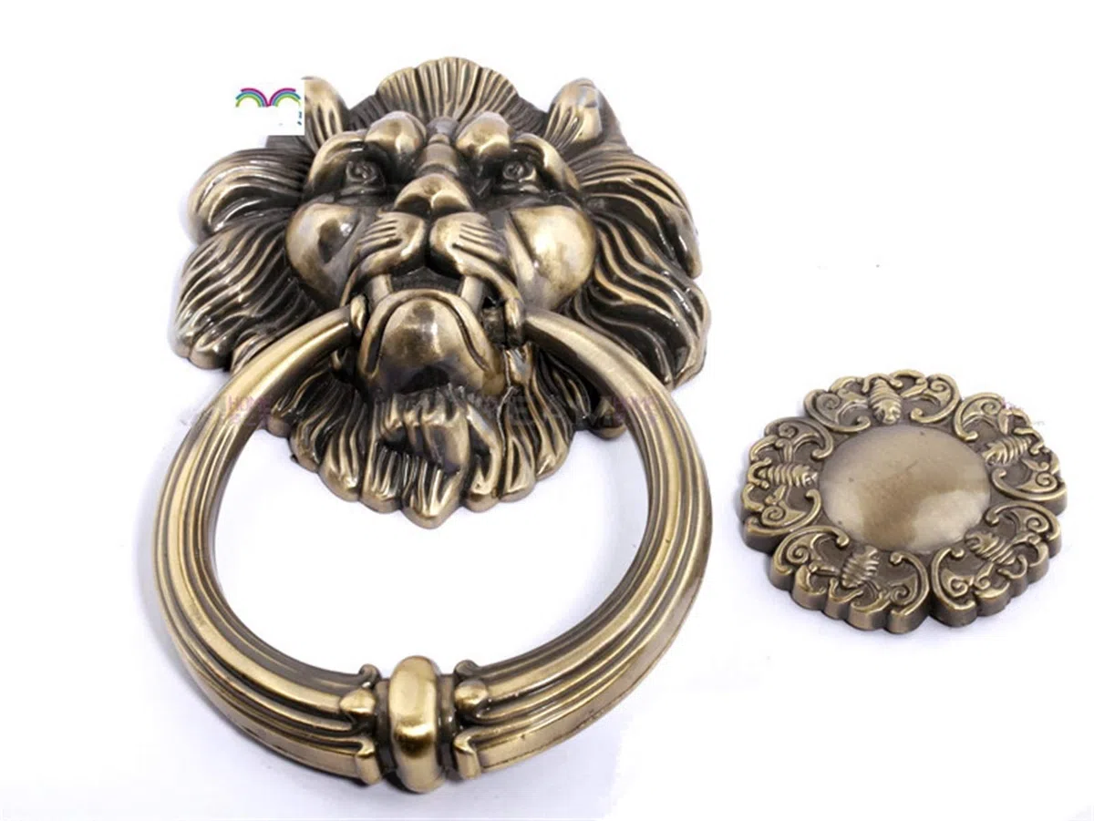 Battente Porta,Portone batacchio 1pcs 12cm Grande Leone Antique Doorknocker Batacchio Lionhead Doorknockers Lions Home Decor Legno Batacchio(4)