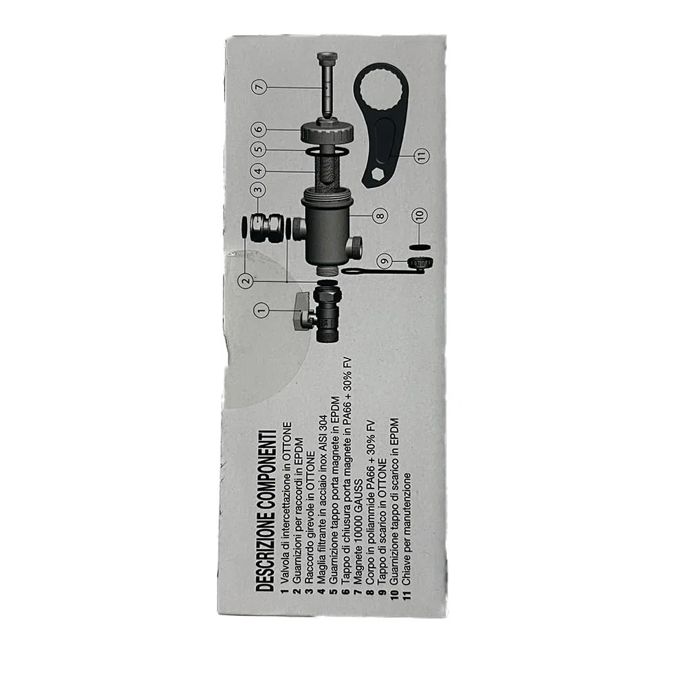 Defangatore Magnetico Sotto Caldaia Plastica Compatto Completo Valvola Raccordo Chiave Protezione Caldaie