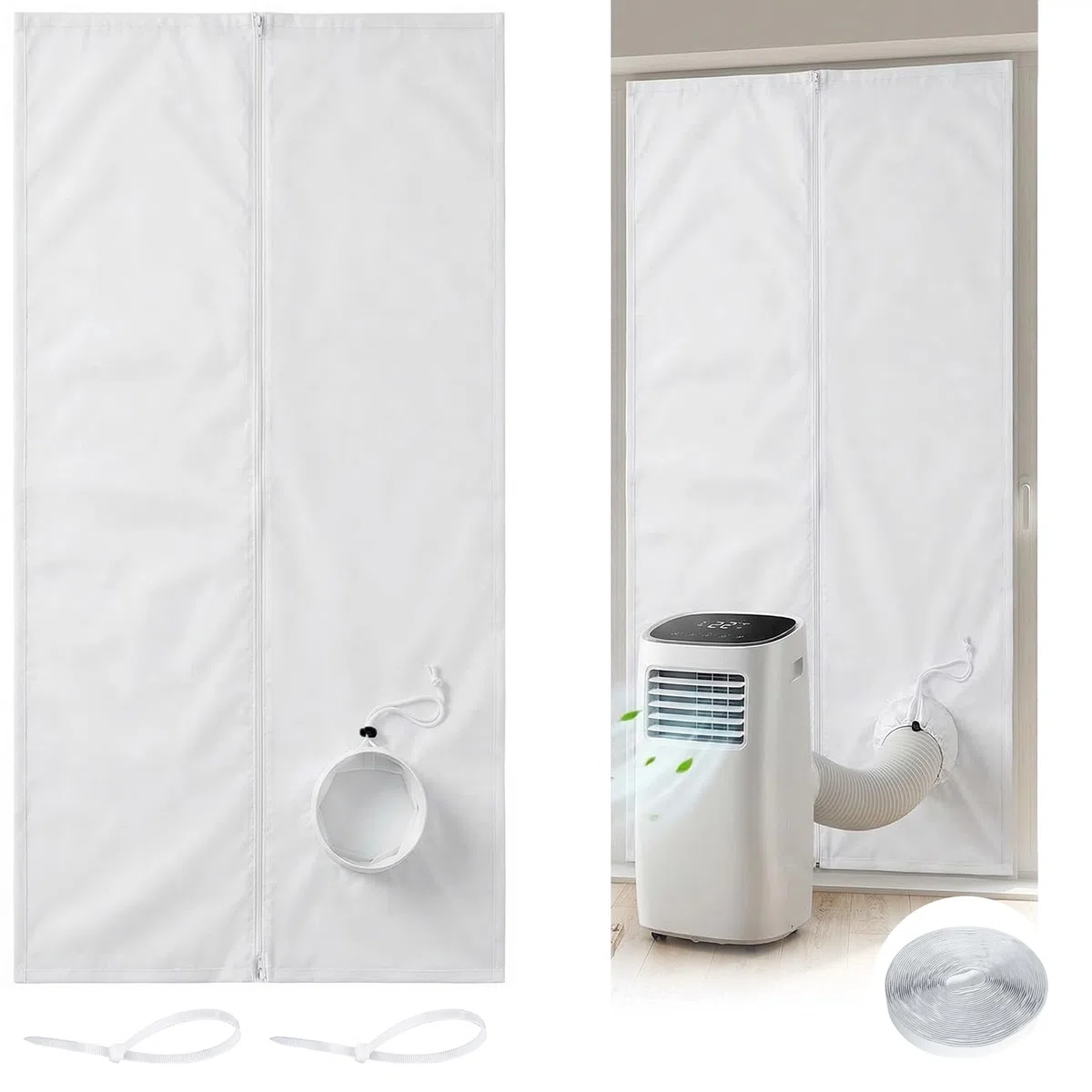Ninonly Universale Guarnizione Porta Condizionatore con Cerniera,Installazione Facile,Blocca l'Aria Calda Adatto alla Maggior Parte dei Condizionatori Portatili per Porte(90x210cm)