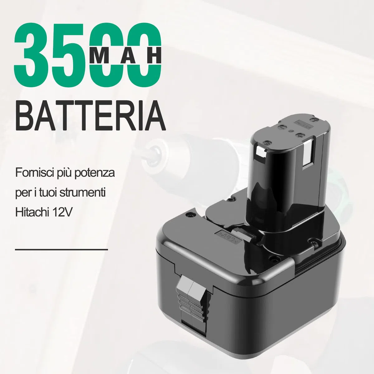 3,5Ah 12V Ni-MH EB1212S Sostituire Batteria per Hitachi 12V EB1214L EB1214S EB1220BL EB1220HL EB1220HS EB1220RS EB1222HL EB1226HL EB1230HL EB1230R EB1230X EB1233X