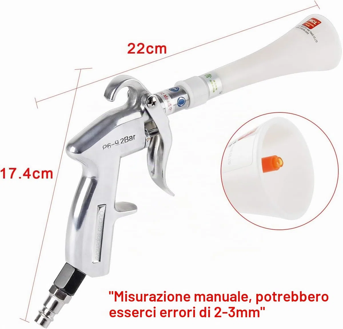 Pistola per la Pulizia a Secco, ad Aria Compressa, Alta Pressione, Classica Senza Contenitore, Blow Gun Classic
