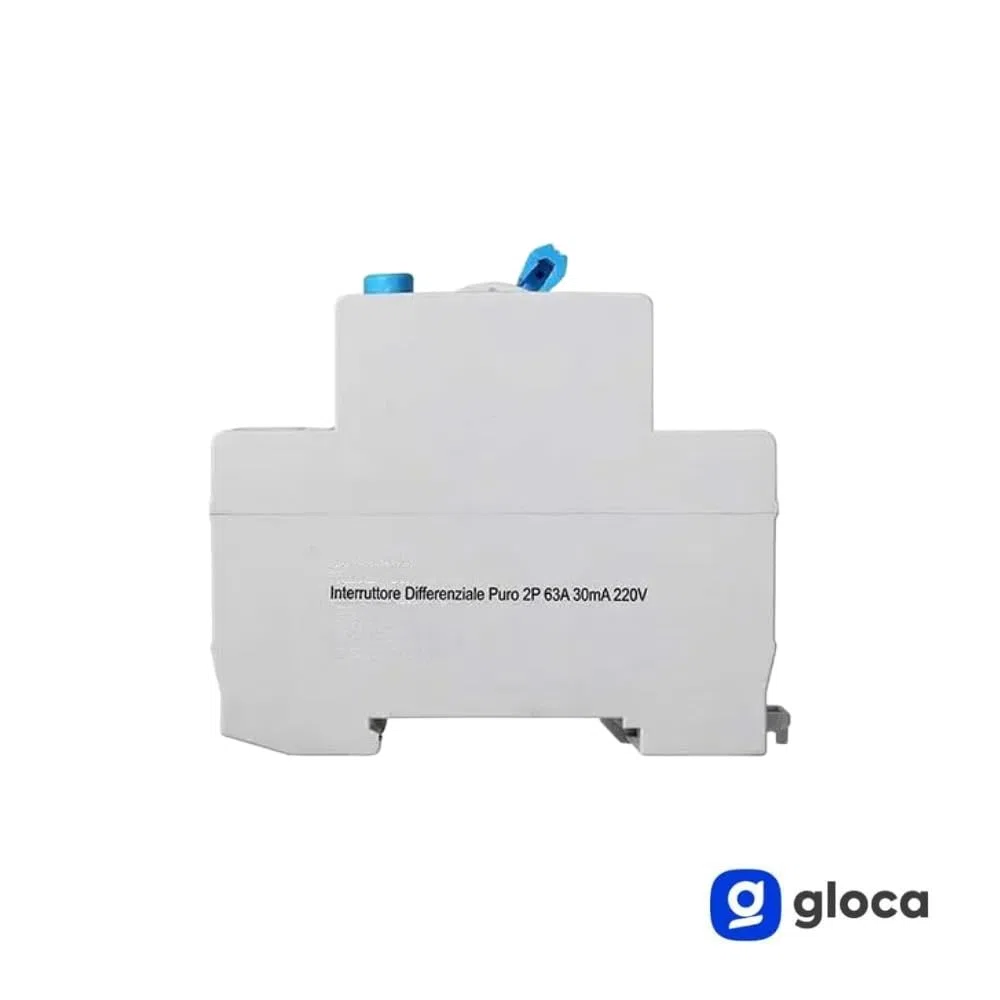 gloca Interruttore Differenziale Puro Salvavita 2P 30mA 220V-6KA 2 Moduli DIN (63 Ampere)