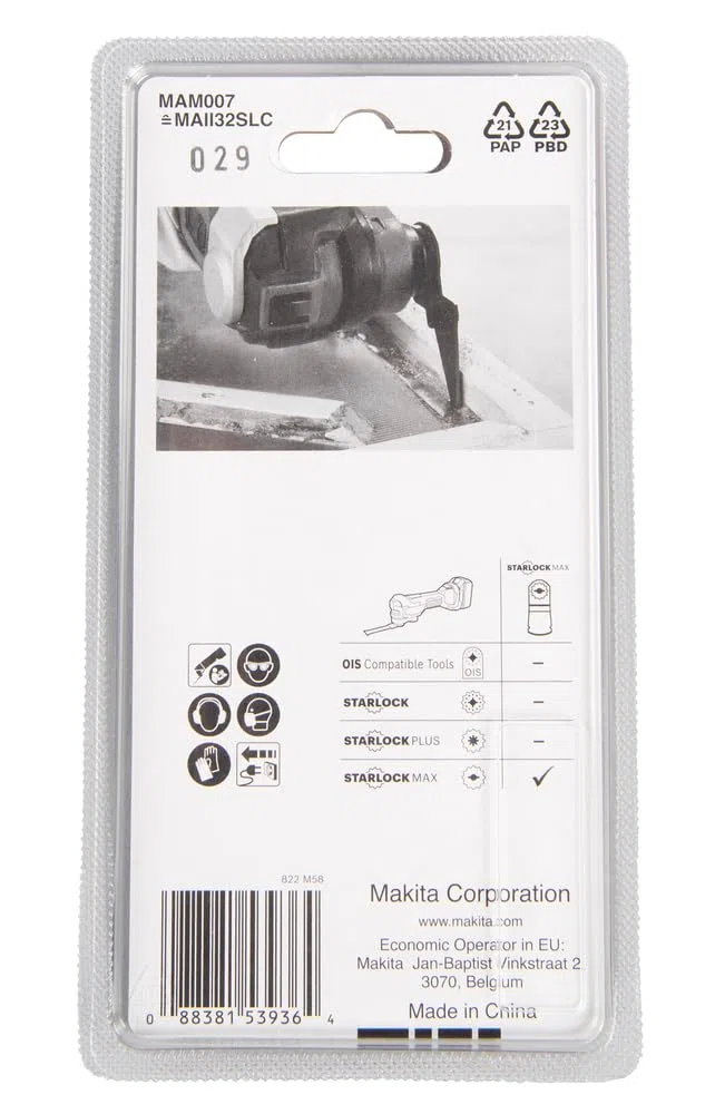 Makita B-66466 Lama Taglio Giunti Starlock Max 32x70mm HCS MAM007 Multimateriale