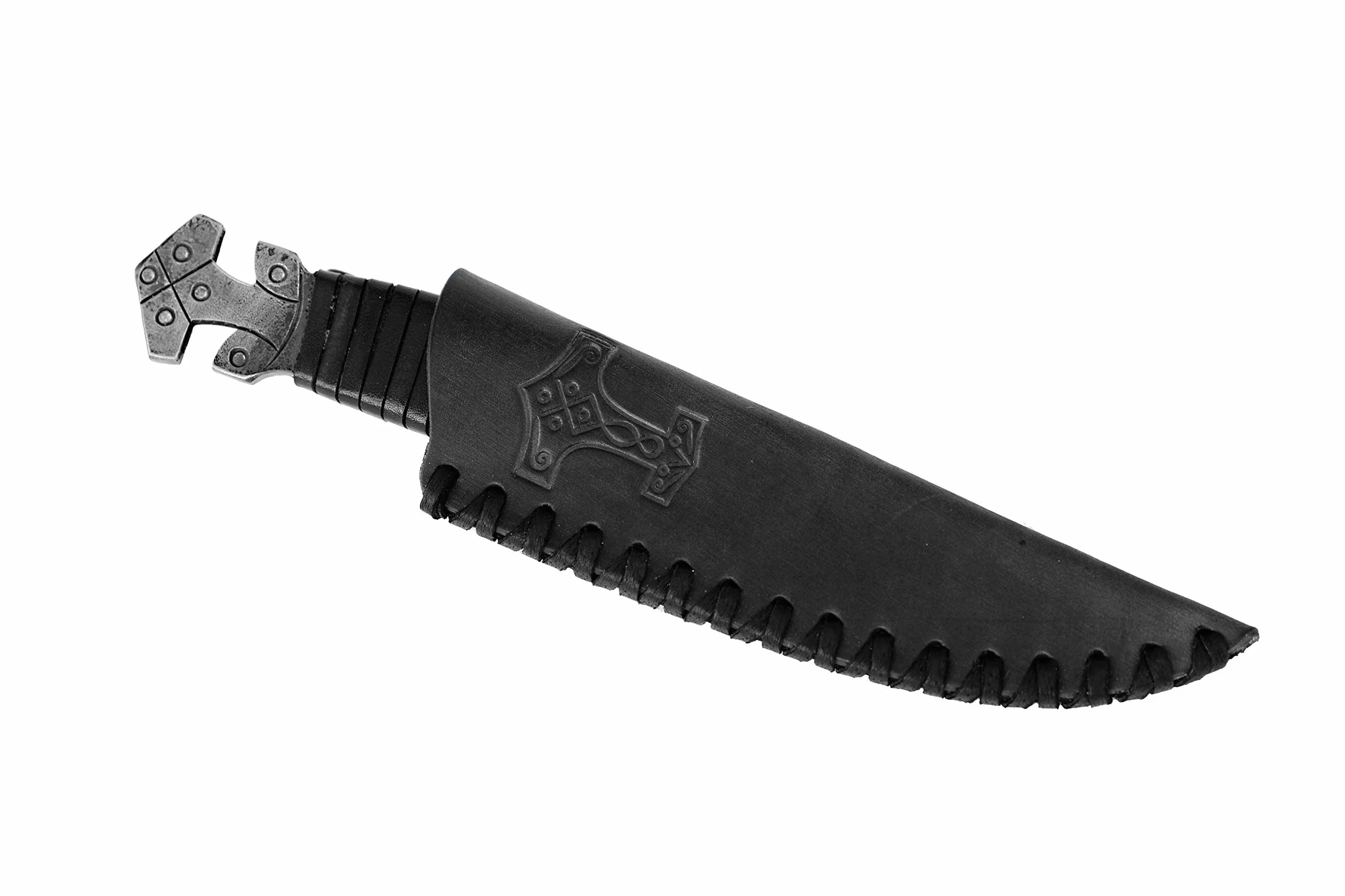 TOFERNER Coltello da caccia a lama fissa Coltello in acciaio Thor – Forgiato a mano & Vintage Look – Lama a punta ultra affilata – Elegante stile anticato – Inclusa custodia in vero cuoio