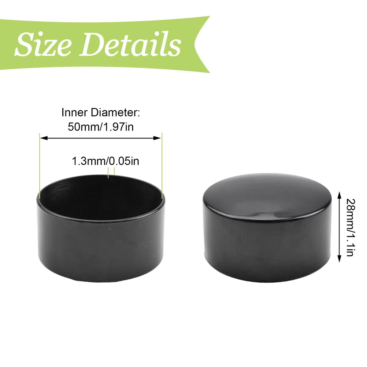 Calotta Terminale, 4 Pezzi, Calotte Terminali Nere in Plastica Tonda per Corrimano, Coperture per Gradini di Scala, Accessori per Corrimano per Corrmano da 50mm/1,96in