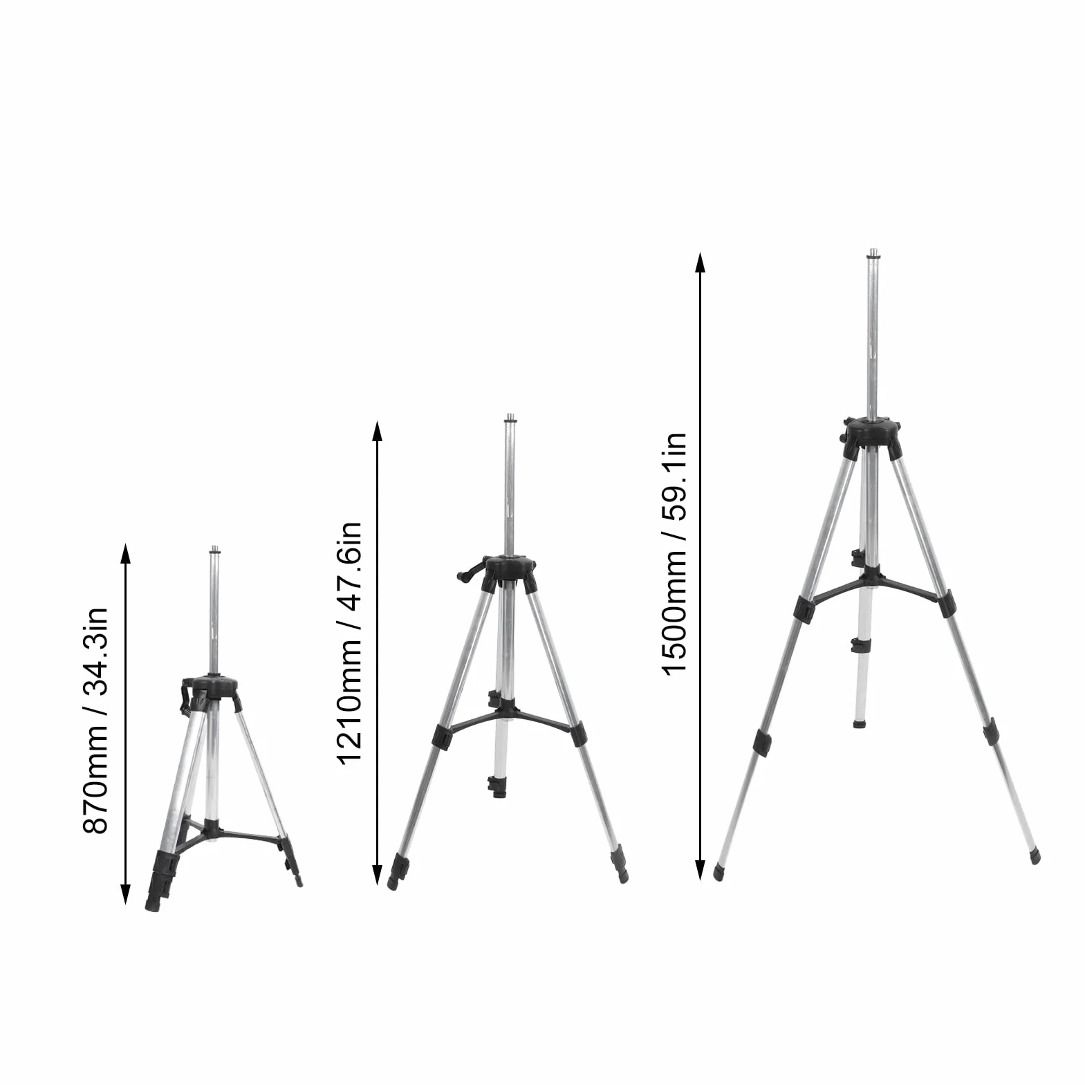 Treppiede per Livella, Treppiede in Alluminio Allungabile da 4,9 Piedi con Livella a Bolla, Gambe Pieghevoli, Piedini Antiscivolo, Custodia per il Trasporto