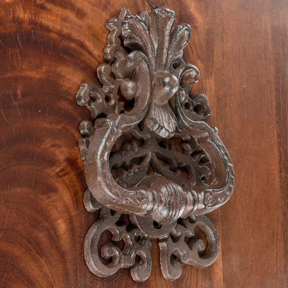 Homescapes antico stile decorativo porta o porta battente marrone in ghisa con ornato Swirl design