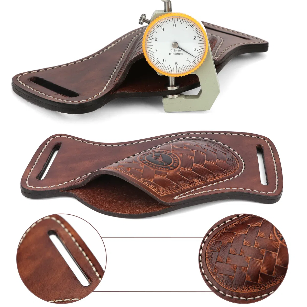 TOURBON Portautensili multiuso in pelle fatto a mano EDC Pocket Knife Organizer Torcia portautensili per cintura