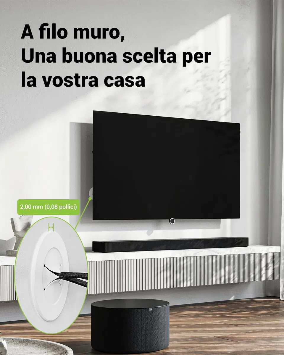 2 passacavi da incasso, copertura per prese da incasso, passacavo da parete con sega a tazza da 76 mm, colore bianco, per TV a parete