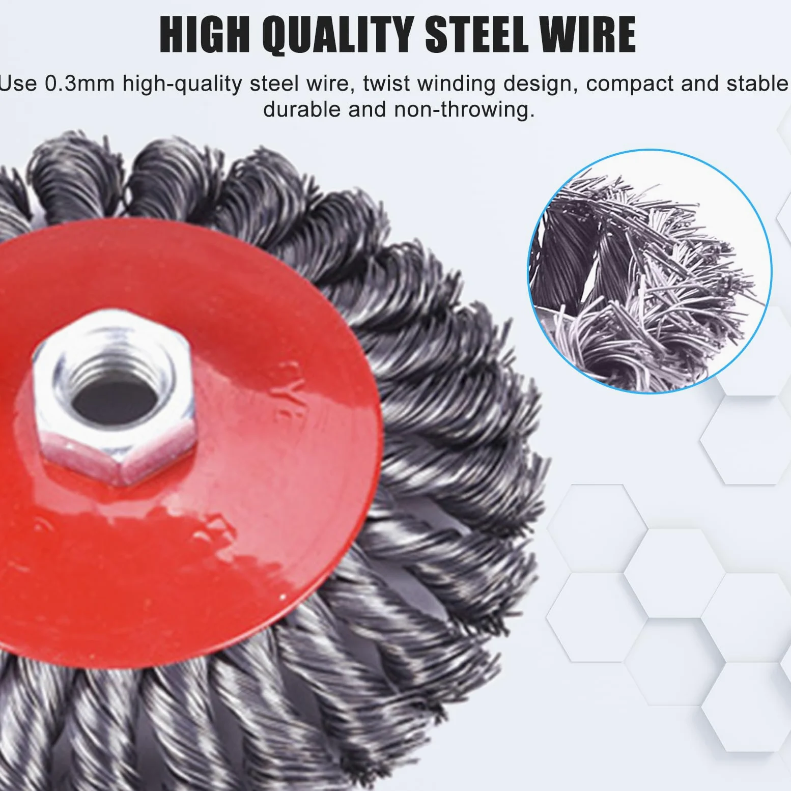 Set di 4 spazzole metalliche GOMETY, M14, 125 mm, per smerigliatrice angolare, spazzola a tazza, spazzola metallica per