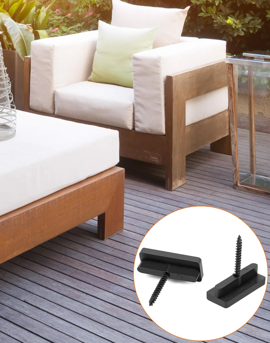 QWORK® 200 Clip di Fissaggio in Plastica ad Alta Densità per Pannello di Decking Composito - Distanziatori Nascosti da 5 mm con Viti