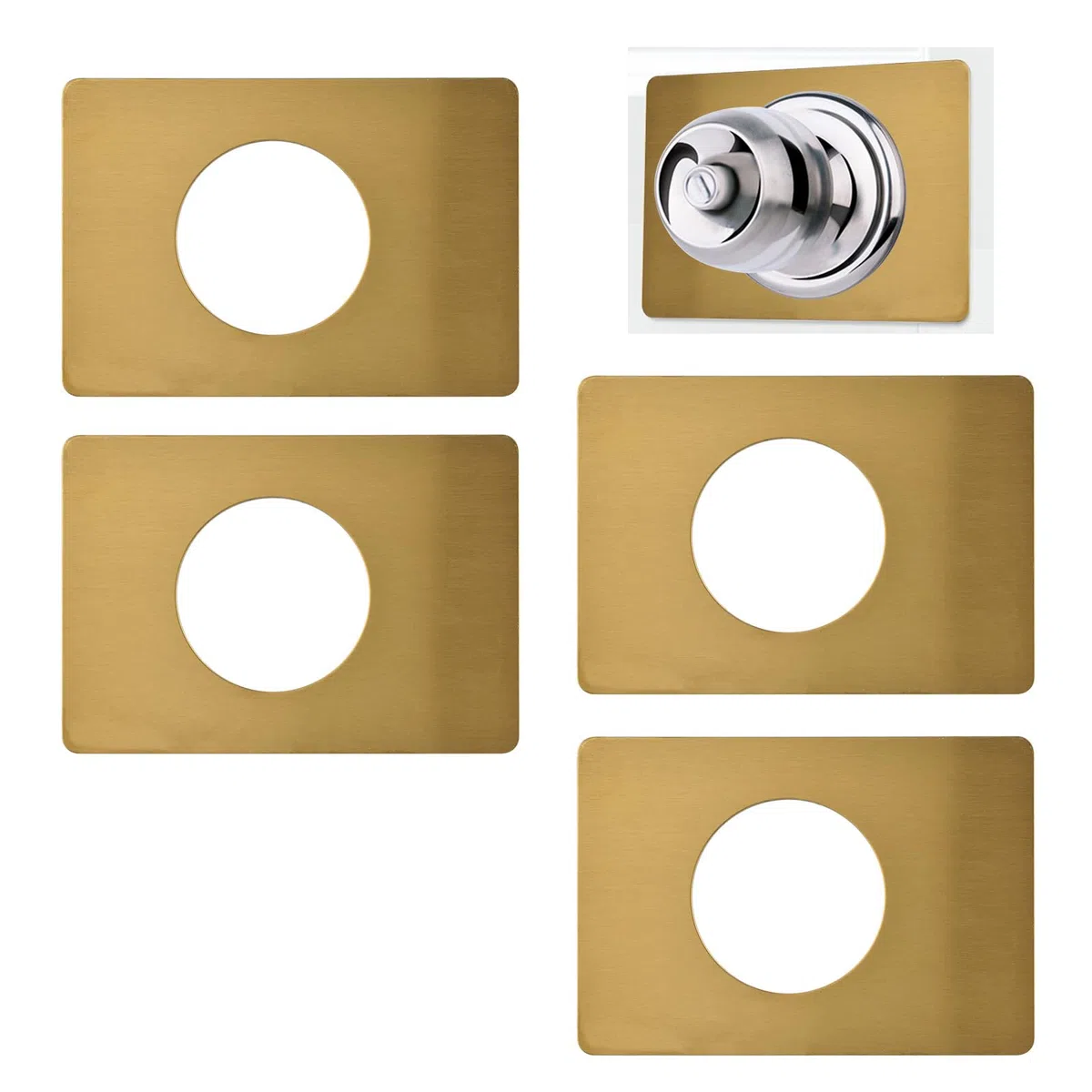 Piastra di riparazione per serrature delle porte, 4 pezzi, piastre di fissaggio per pomelli delle porte in acciaio inossidabile, piastre di riparazione autoadesive per pomelli delle porte