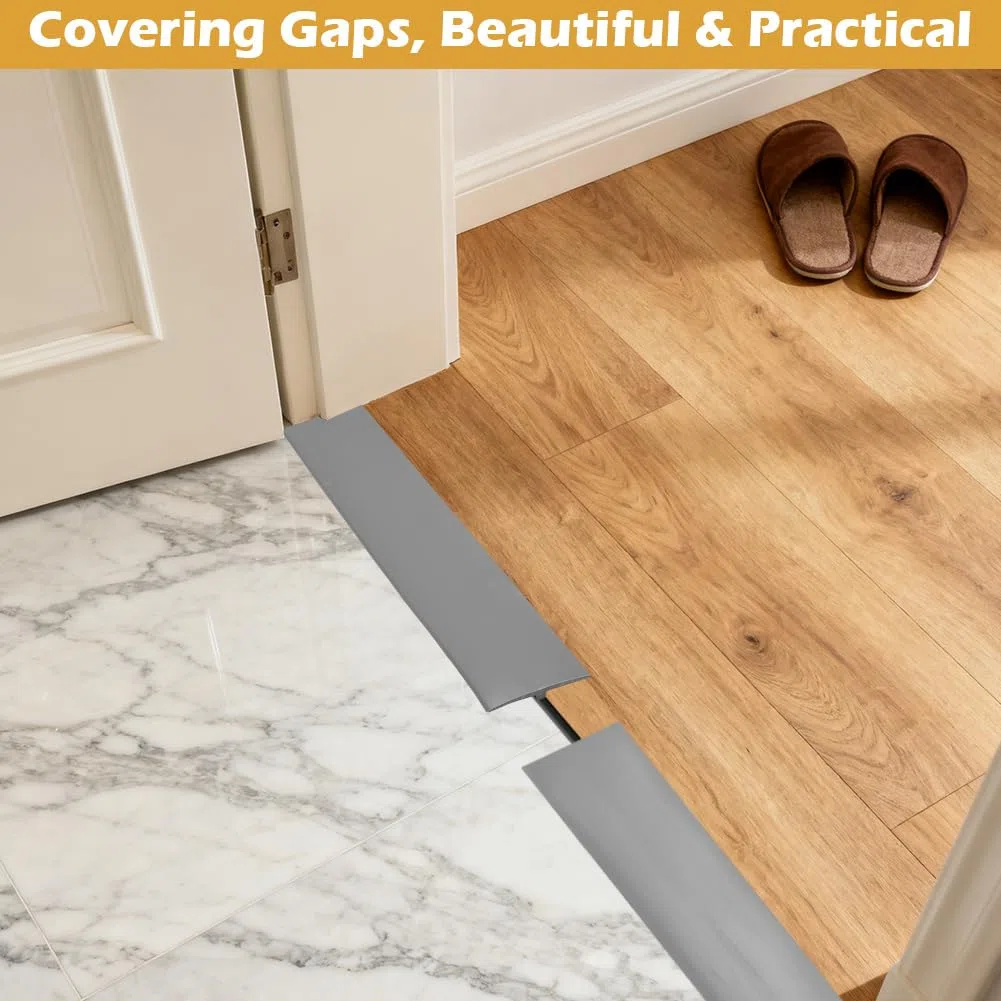 Profilo di transizione autoadesivo, 2 m x 5 cm, listello di transizione per pavimenti in parquet, laminati (grigio)