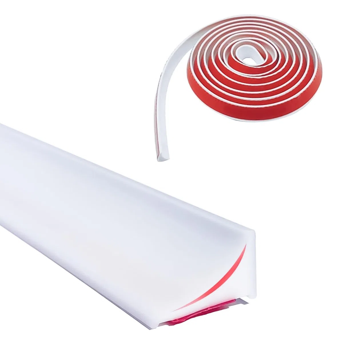 Striscia di protezione contro le cadute per doccia, autoadesiva, 6 m x 20 mm, con gomma siliconica, per separazione da bagnato e asciutto, per cucine, bagni, lavandini (bianco)