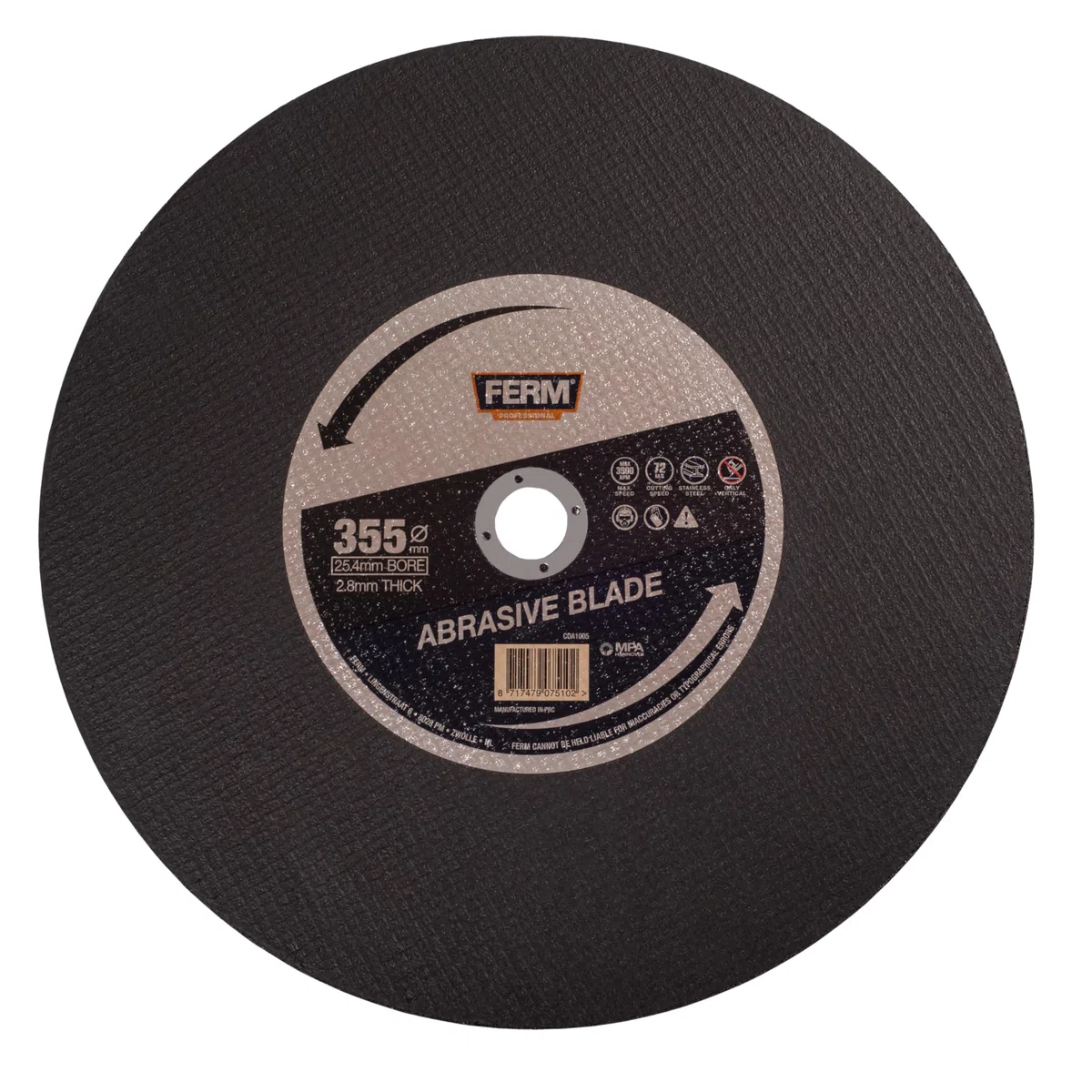 FERM Disco da taglio 355x2,8x25,4mm acciaio inossidabile per troncatrice professionale
