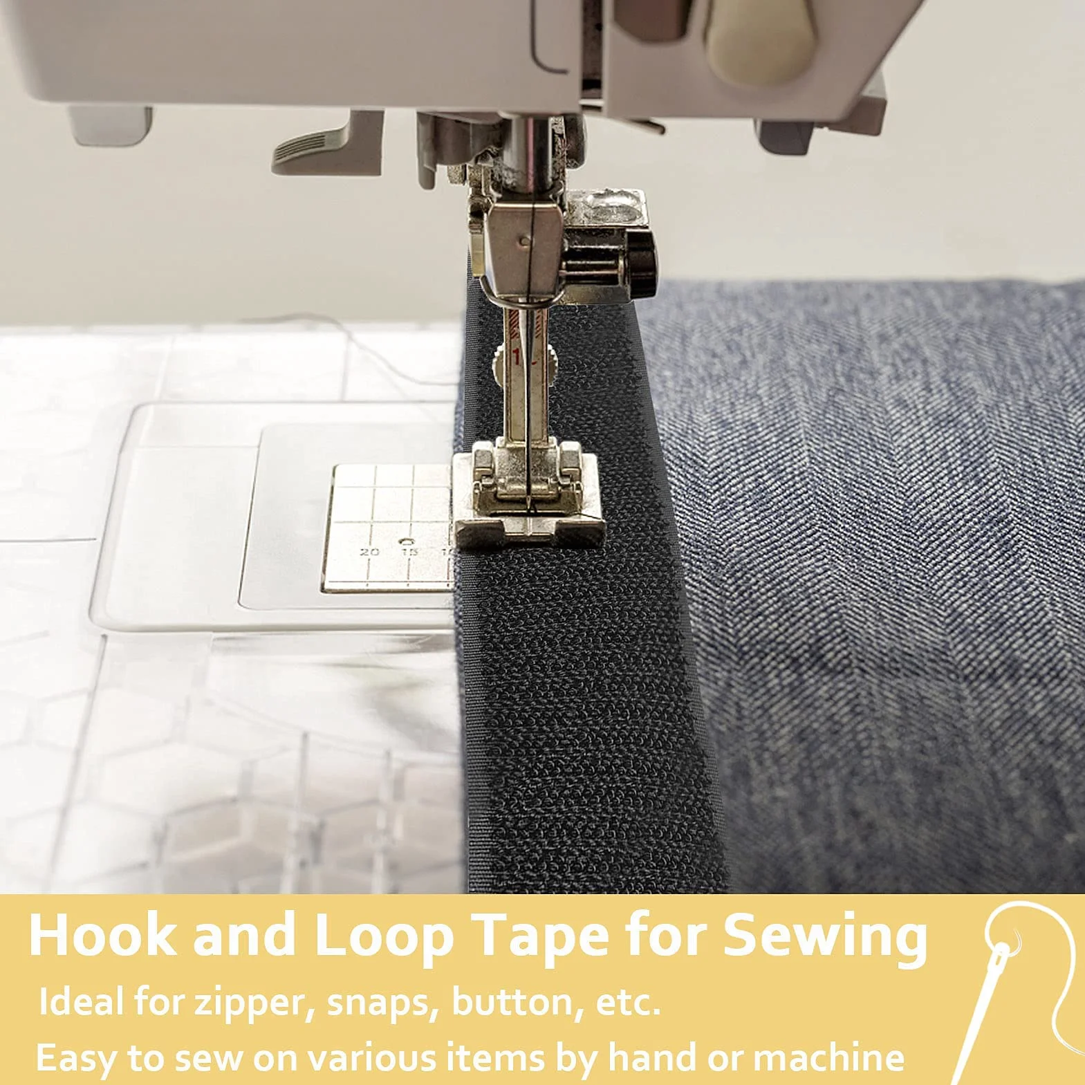 TEUVO Gancio per Cucito e Loop per Tessuti e Abbigliamento, Nastro Magnetico Non Adesivo per Artigianato DIY e Progetti di Cucire Home e Ufficio 5cm X 6M