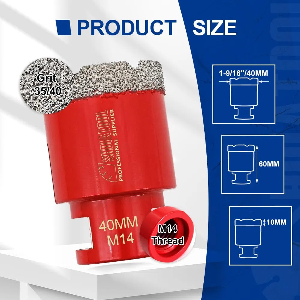 SHDIATOOL Dry Diamond - Punta per trapano, per piastrelle di porcellana, granito, marmo, SHDIATOOL Dry, diametro 6 mm, foratura a vuoto, piastrelle di porcellana, granito, marmo