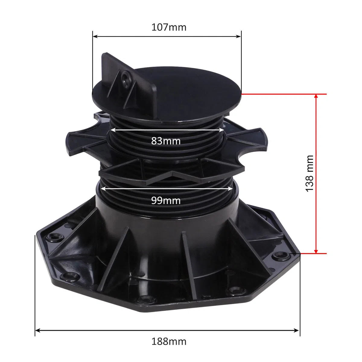 XPOtool Set 30 supporti per pavimenti galleggianti, altezza regolabile 60-128mm Max 2700 kg, Pavimenti Decking