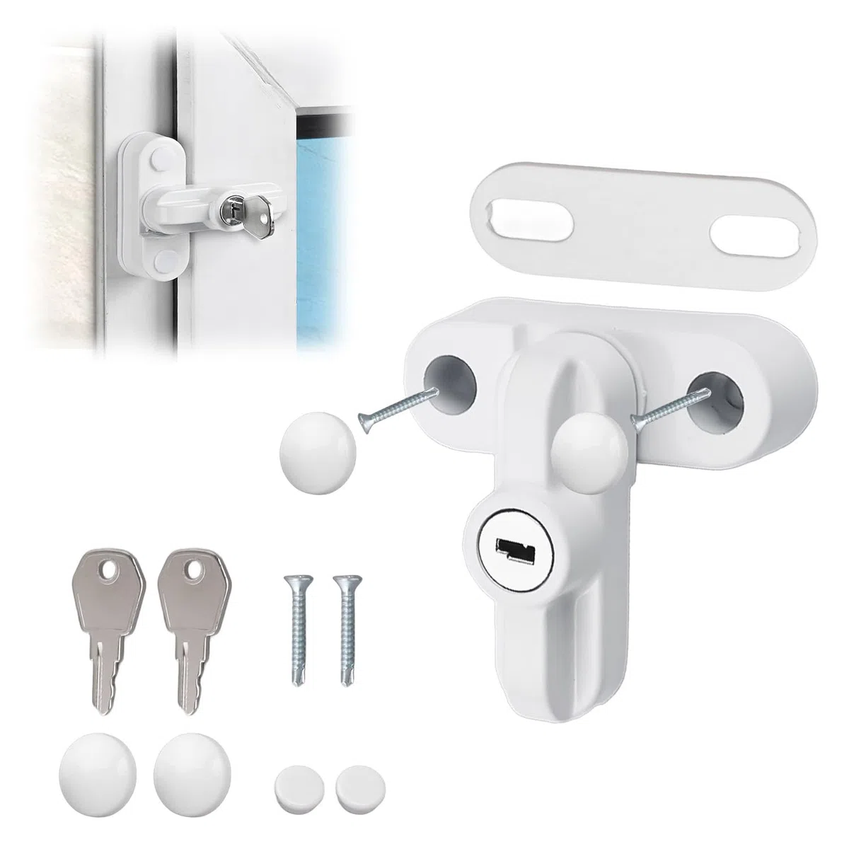 Serrature Tissit Sash Jammer, chiavi bloccanti con 2 chiavi, per porte e finestre in PVC UPVC