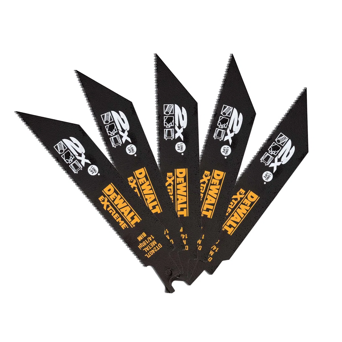 DeWalt DT2407L-QZ lame per sega universale bi-metal 2x extreme n.5 lame 2x extreme da 152 x 1,4-1,8 mm per tagli veloci su tubi e profilati in metallo e acciao fino a 10mm di spessore, nero