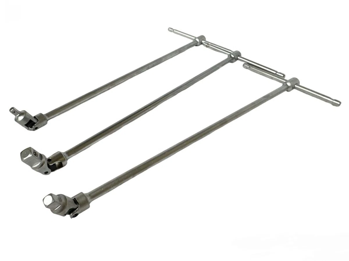 topolenashop Set 3 Chiavi a T Snodabili 1/2" 1/4" 3/8" | Chiavi a T Lunghe 43cm in Acciaio | Manico Scorrevole Attacco Quadro per Officina, Garage, Fai da Te
