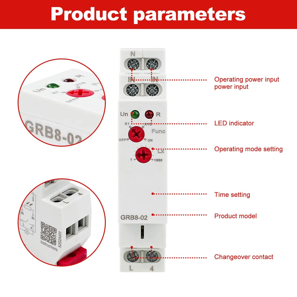 BuyWeek GRB8-02 Relè di Controllo Luce Relè Sensore Luce Montato Su Guida Timer Interruttore Luce Scala Ac 110 V-240 V, Interruttore Automatico, Sensibilità Alla Luce 1-1000 Lx/10-10000 Lx