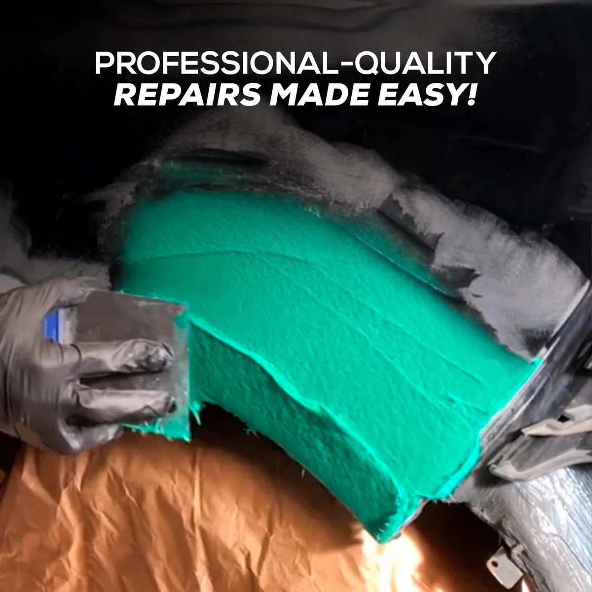 Stucco vetroresina con indurente 1,5 KG KMK | Rinforzato con fibre di vetro | Professionale per carrozzeria