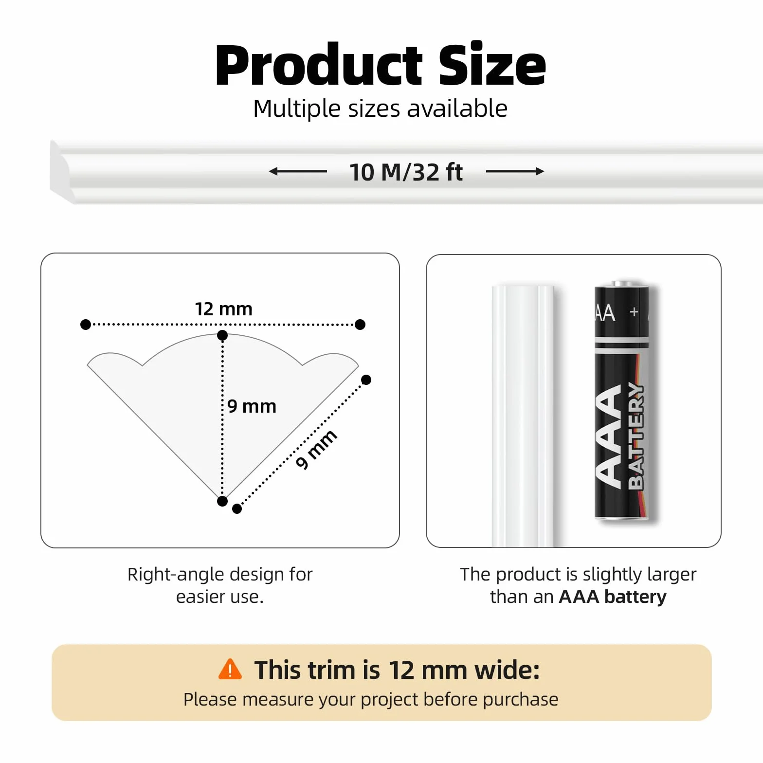 Boiserie Adesiva per Pareti 10m - Profilo Angolare PVC e Cornice Polistirolo, Modanatura Autoadesiva per Soffitti e Pareti, Verniciabile & Fai-da-te (12x9mm)