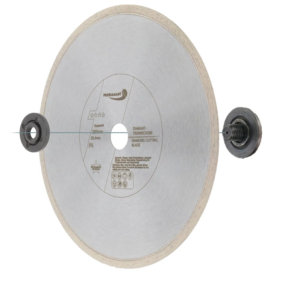 PRODIAMANT Disco per piastrelle Disco da taglio diamantato 250 mm x 25,4 mm Supersoft per frese a umido e macchine da tavolo