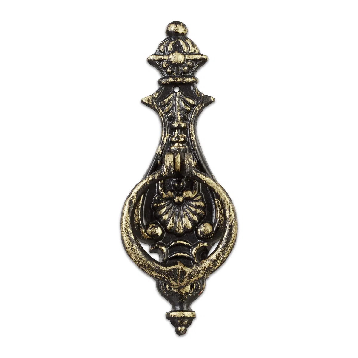 Relaxdays Battente per Porta, Battiporta ad Anello, Batacchio, Stile Rustico, Ghisa, HLP: 24 x 8,5 x 3 cm, Nero Bronzato