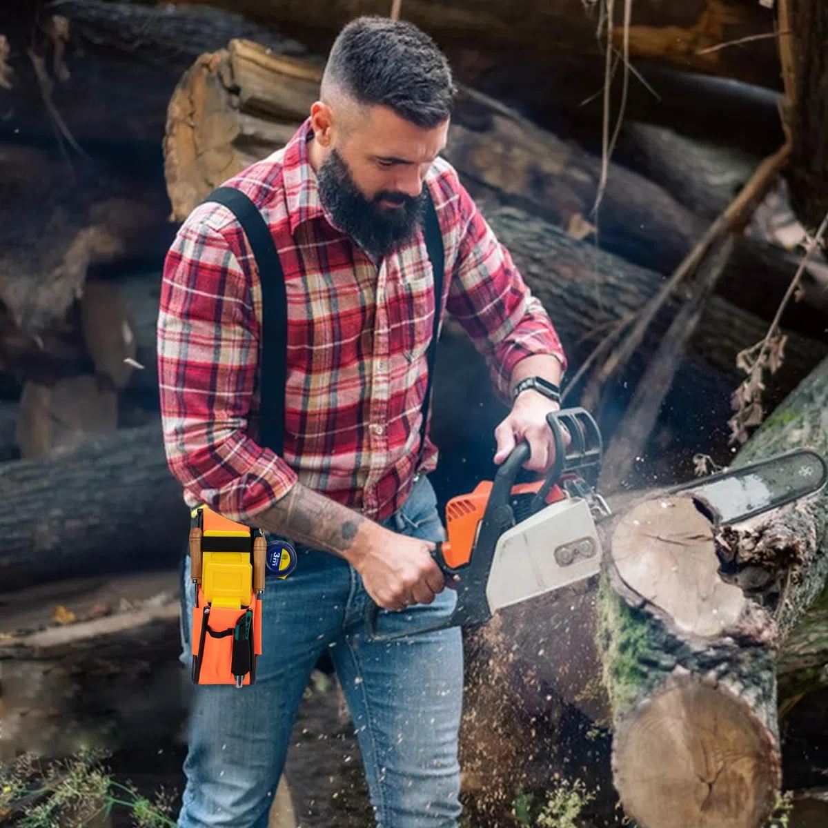 Tasca a cuneo, cintura regolabile, per cunei in alluminio e plastica, tasca a cuneo per tagliare alberi