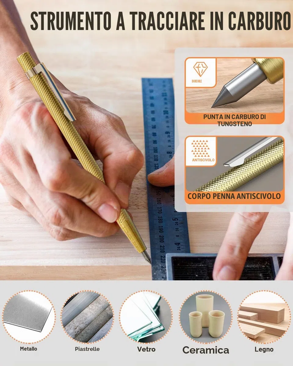 Nicpro 15 Pezzi Matita da Carpentiere con Temperamatite, Matite per Falegname con 40 Ricariche, Strumento Automatico Centro Punch e Strumento Scriba in Carburo, Matite per Lavorazione Legno