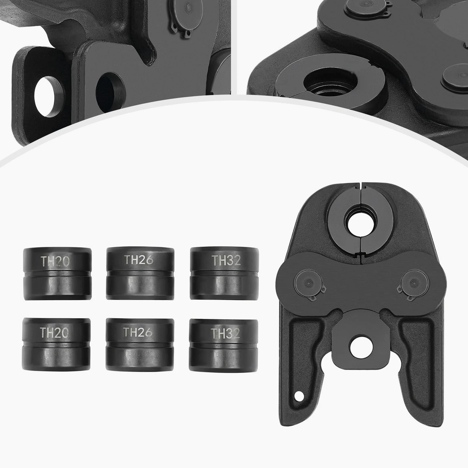 TH16 – 20 – 26 – 32 mm ganasce a pressione professionale con profilo TH per tubo composito di alluminio, plastica, PEX, rame, acciaio inox, manicotti in rame