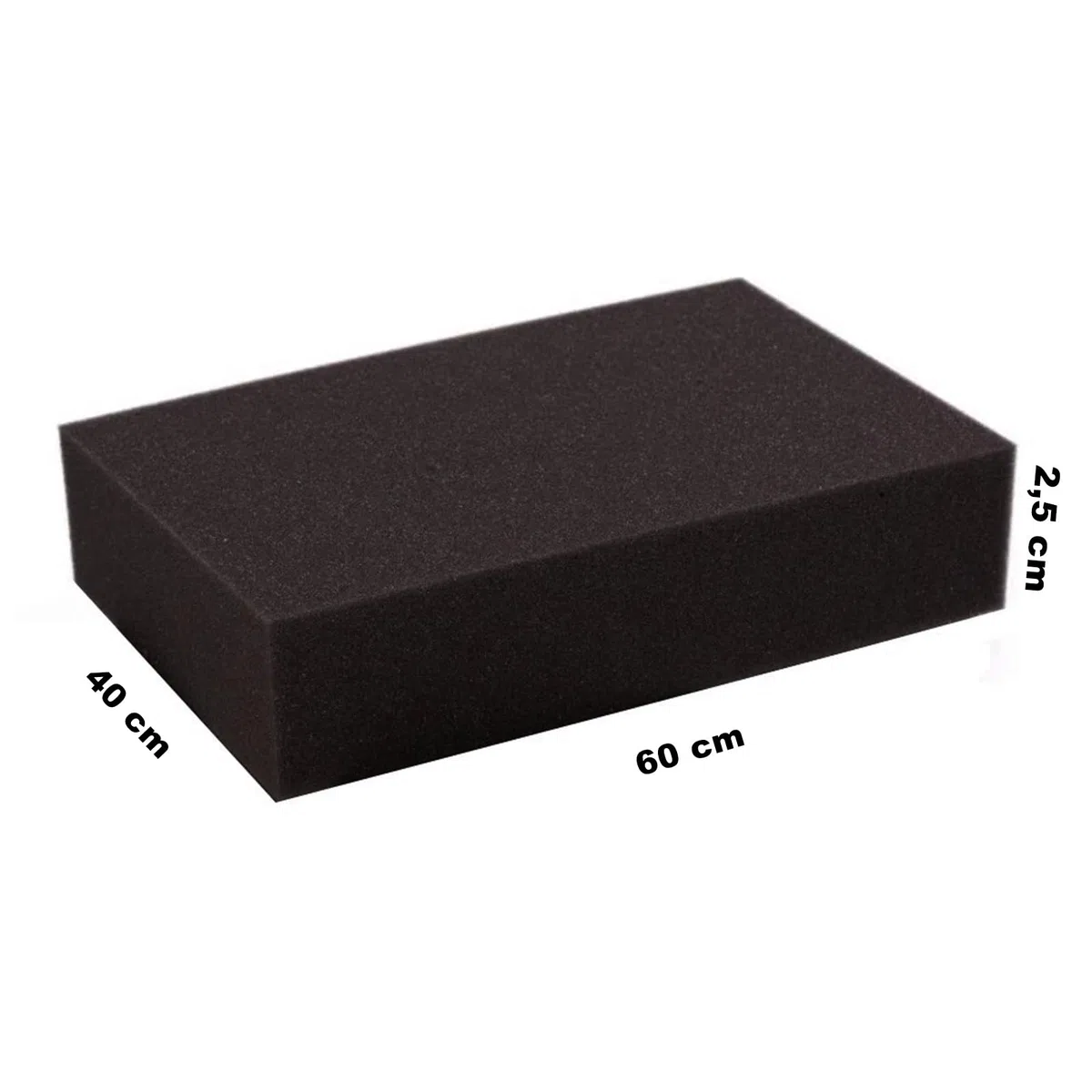 mmasport Poliuretano espanso Blocco Gomma Piuma Foglio per Imbottitura Cuscini divani sedie Giardino Cosplay modellismo Schiuma espansa Protezione imballaggio (Nero, 60 x 40 x 2,5 cm (1 Pezzo))