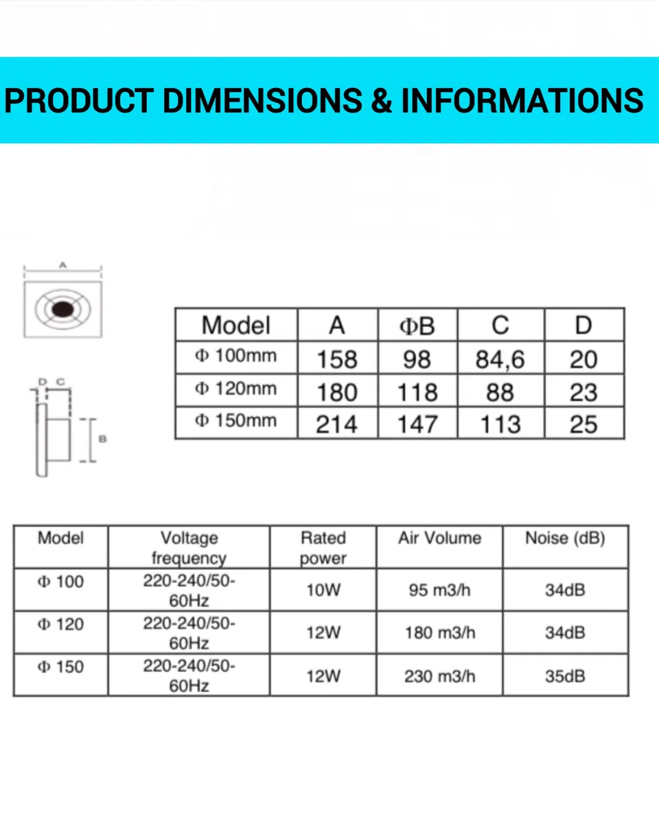 IN-OV_Ventilatore di estrazione dell'aria E100 (per ø da 100) + valvola di ritegno, 10W-95m3/h, bagno, cucina, ufficio, WC, VMC, garanzia 2 anni