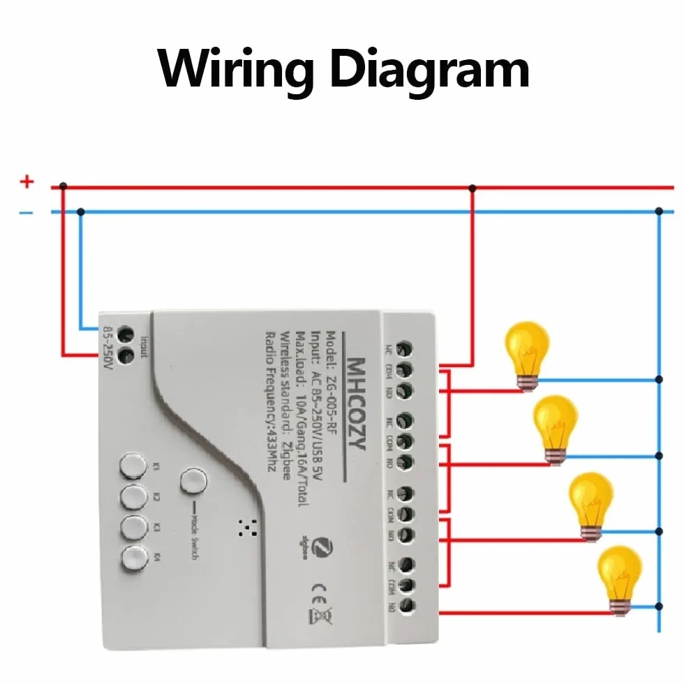 4 canali 220V contatto secco Smart Wireless Zigbee Modulo relè interruttore, lavoro con Alexa Google Home