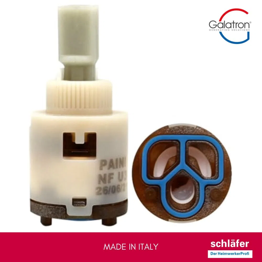 Schläfer 450025 - Cartuccia di Ricambio Galatron G25 TR - D.25, Bassa (25mm x H 54mm) 2 piedini per Miscelatore Paini, Paffoni, Fantini, Rubinetto Bagno, Doccia e Cucina, Kit Riparazione Antigoccia