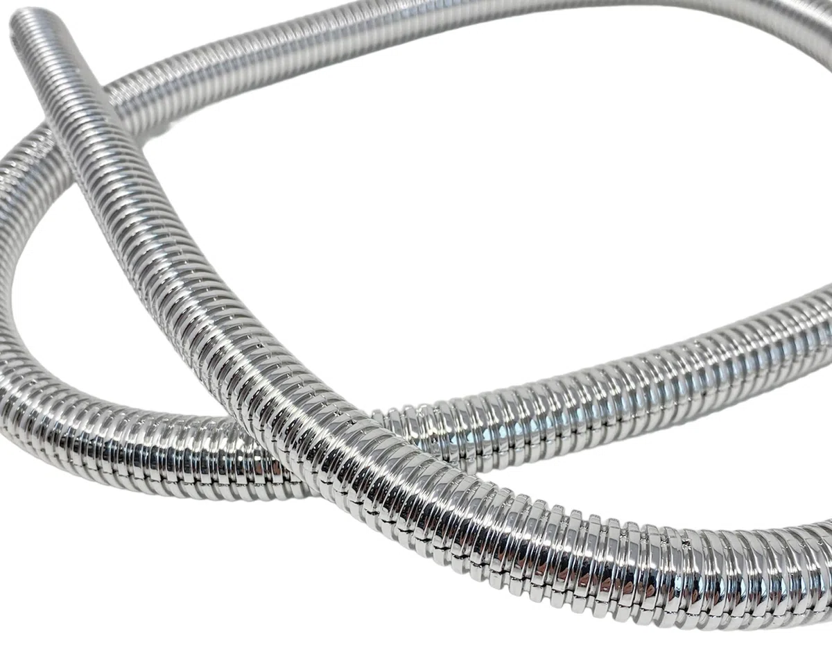 Avvolgicavo a Spirale Cromata Protettiva per Moto per Ordinare i Cavi e Tubi Personalizzati della Tua Moto Cruiser - Copertura Protettiva 11mm x 1m per la Gestione dei Cavi e Fili - Manicotto Diviso