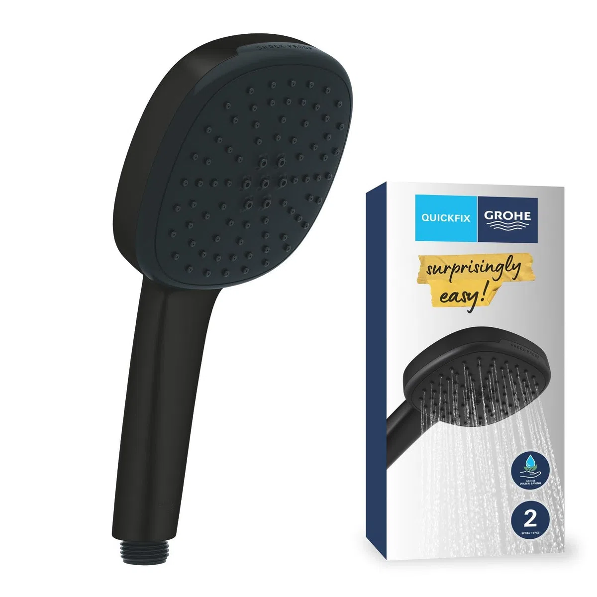 GROHE Vitalio Comfort Doccino Doccia a 2 getti, con deviatore SmartSwitch, nero opaco, 263972431