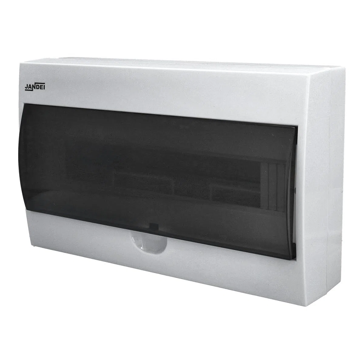 Jandei - Scatola di distribuzione elettrica per superficie con porta per 18 moduli, coperchio traslucido