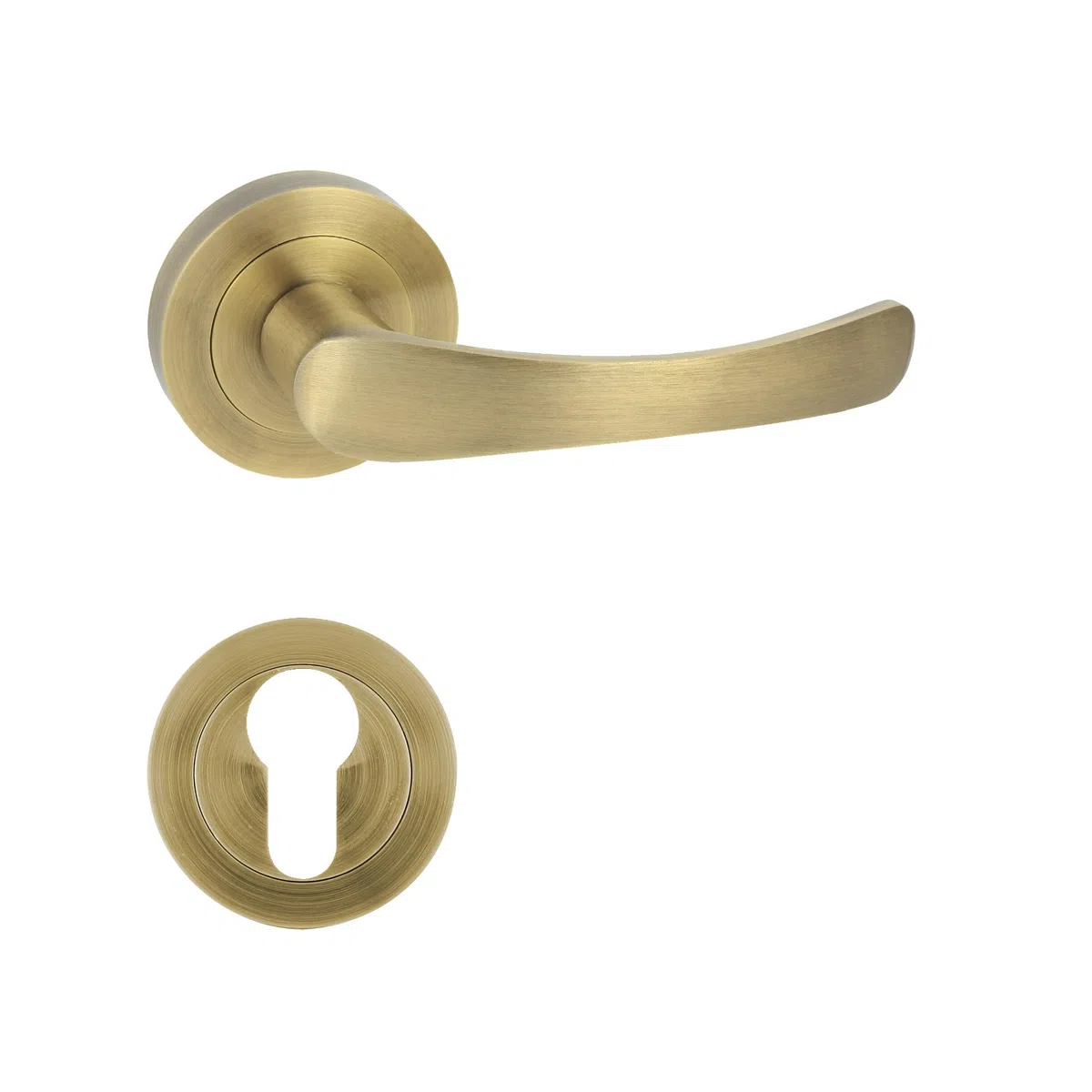 domino Maniglia per Porta Modello Nova della Serie R M3 in Ottone con Cilindro a Profilo, Finitura in Alluminio e Bronzo, Design Elegante e Resistente per Porte Interne