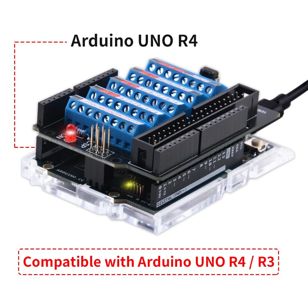 GeeekPi - Cappello terminale a vite per Arduino UNO, modulo breakout blocco terminale a vite GPIO, con connettore socket con ganci, scheda di espansione GPIO breakout per Arduino UNO