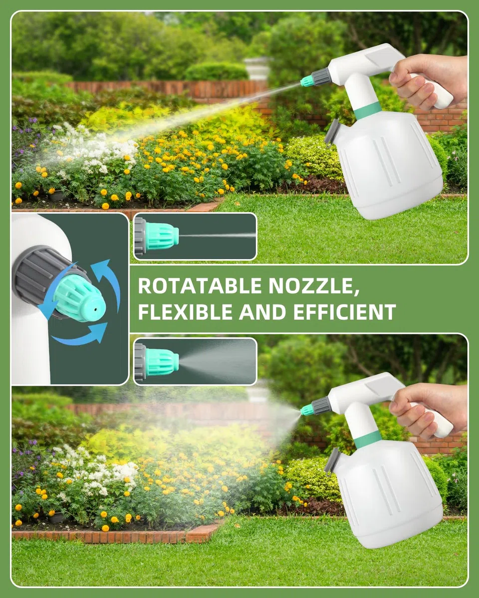 Spruzzatore Elettrico Ricaricabile 2L, Uten Spruzzatore da Giardino con Ugello Regolabile, Nebbia & Getto Automatico, per Piante, Pulizia, Auto
